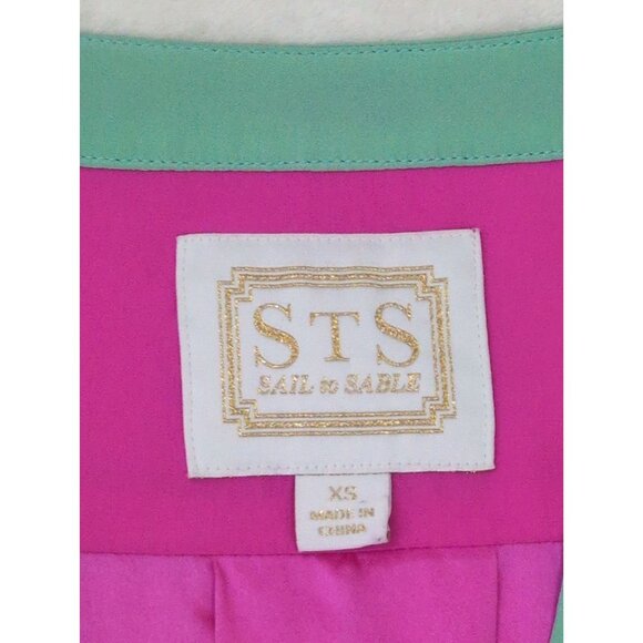 Sail to Sable Silk Tunic Top Womens XS Pink Long Sleeve Preppy Quiet Luxury - Picture 4 of 7